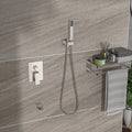 Shower System With Waterfall Tub Spout,16 Inch Ceiling Mount Square Shower System With Rough In Valve, Brushed Nickel Brushed Nickel Stainless Steel