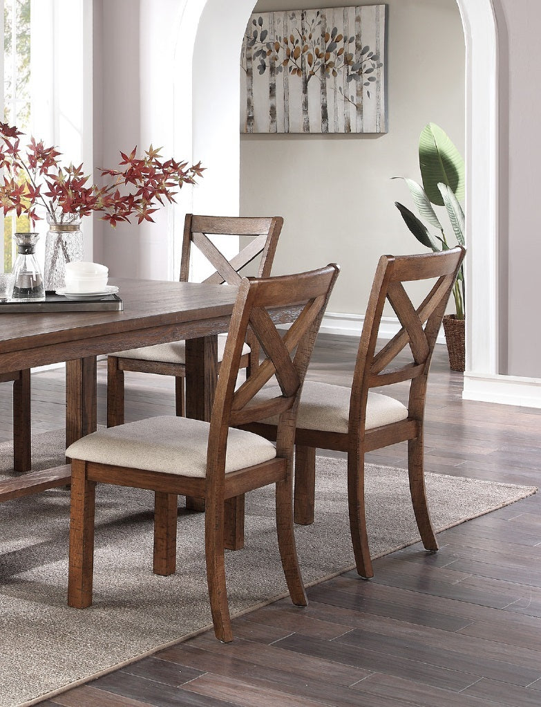 Set Of 2 Side Chairs Natural Brown Finish Solid Wood Contemporary Style Kitchen Dining Room Furniture Unique X Design Chairs Natural Brown Dining Room Contemporary,Transitional Dining Chairs Pine Cross Back Solid Wood