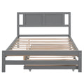 Full Size Platform Bed With Adjustable Trundle,Gray Old Sku:Sm000248Aae Gray Pine