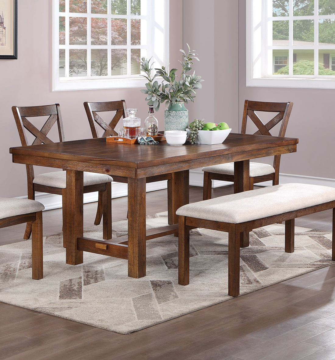 Natural Brown Finish Solid Wood 1Pc Dining Table Wooden Contemporary Style Kitchen Dining Room Furniture Brown Brown Dining Room Modern,Transitional Pine Solid Wood