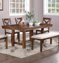 Natural Brown Finish Solid Wood 1Pc Dining Table Wooden Contemporary Style Kitchen Dining Room Furniture Brown Brown Dining Room Modern,Transitional Pine Solid Wood