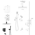 Shower System With Waterfall Tub Spout,12 Inch Ceiling Mount Square Shower System With Rough In Valve,Matte Black Matte Black Stainless Steel