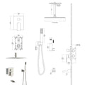 Shower System With Waterfall Tub Spout,12 Inch Ceiling Mount Square Shower System With Rough In Valve, Brushed Nickel Brushed Nickel Stainless Steel