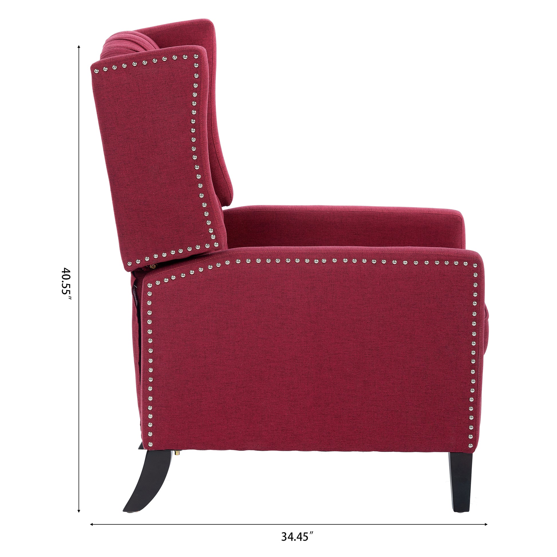 27.16" Wide Manual Wing Chair Recliner Wine Red Fabric