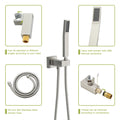 Shower System With Waterfall Tub Spout,16 Inch Ceiling Mount Square Shower System With Rough In Valve, Brushed Nickel Brushed Nickel Stainless Steel