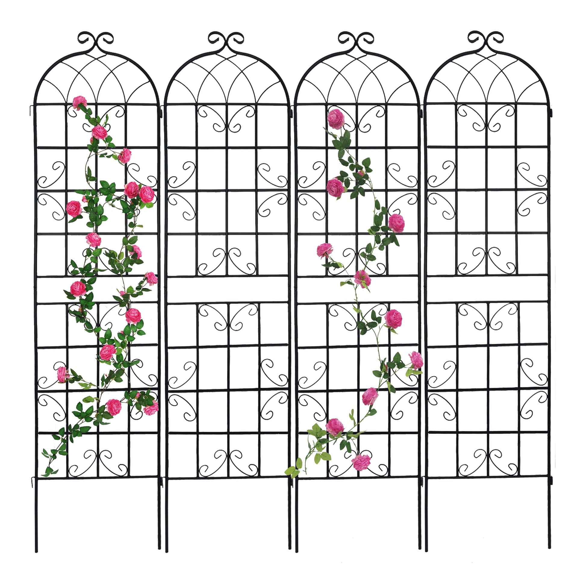 4 Pack Metal Garden Trellis 86.7" X 19.7" Rustproof Trellis For Climbing Plants Outdoor Flower Support Black Black Garden & Outdoor Iron