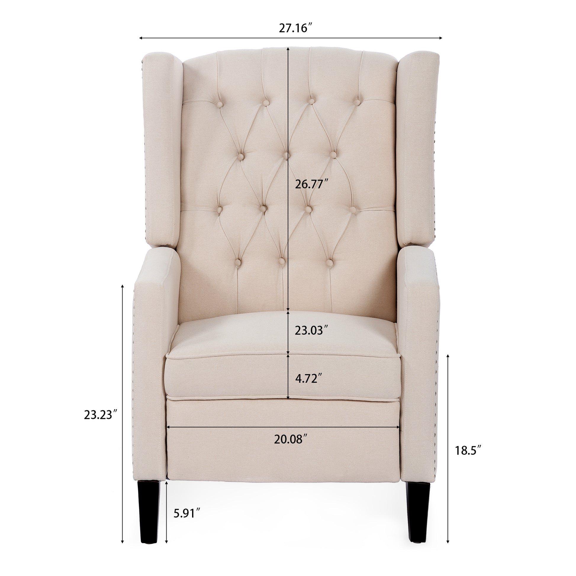 27.16" Wide Manual Wing Chair Recliner Beige Fabric