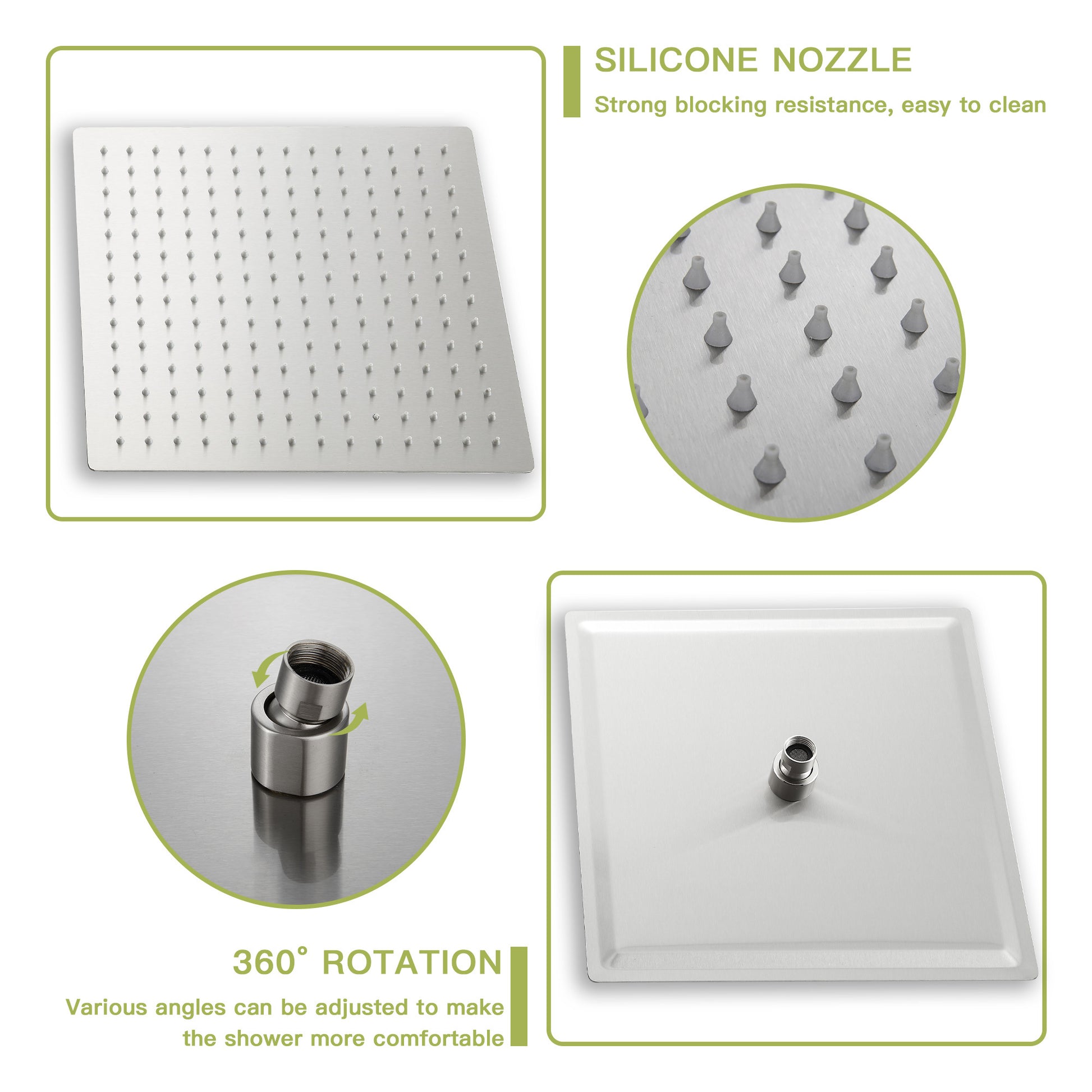Shower System With Waterfall Tub Spout,16 Inch Ceiling Mount Square Shower System With Rough In Valve, Brushed Nickel Brushed Nickel Stainless Steel