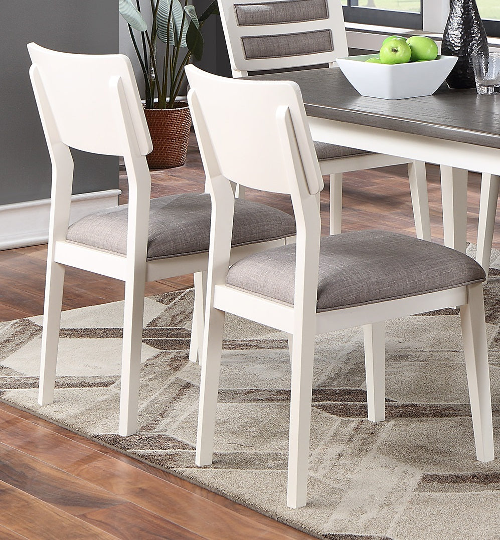 Beautiful Unique Set Of 2 Side Chairs White And Grey Kitchen Dining Room Furniture Ladder Back Design Chairs Cushion Upholstered White Gray White Dining Room Contemporary,Modern Dining Chairs Pine Solid Back Solid Wood