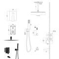 Shower System With Waterfall Tub Spout,12 Inch Ceiling Mount Square Shower System With Rough In Valve, Oil Rubber Bronze Oil Rubbed Bronze Stainless Steel