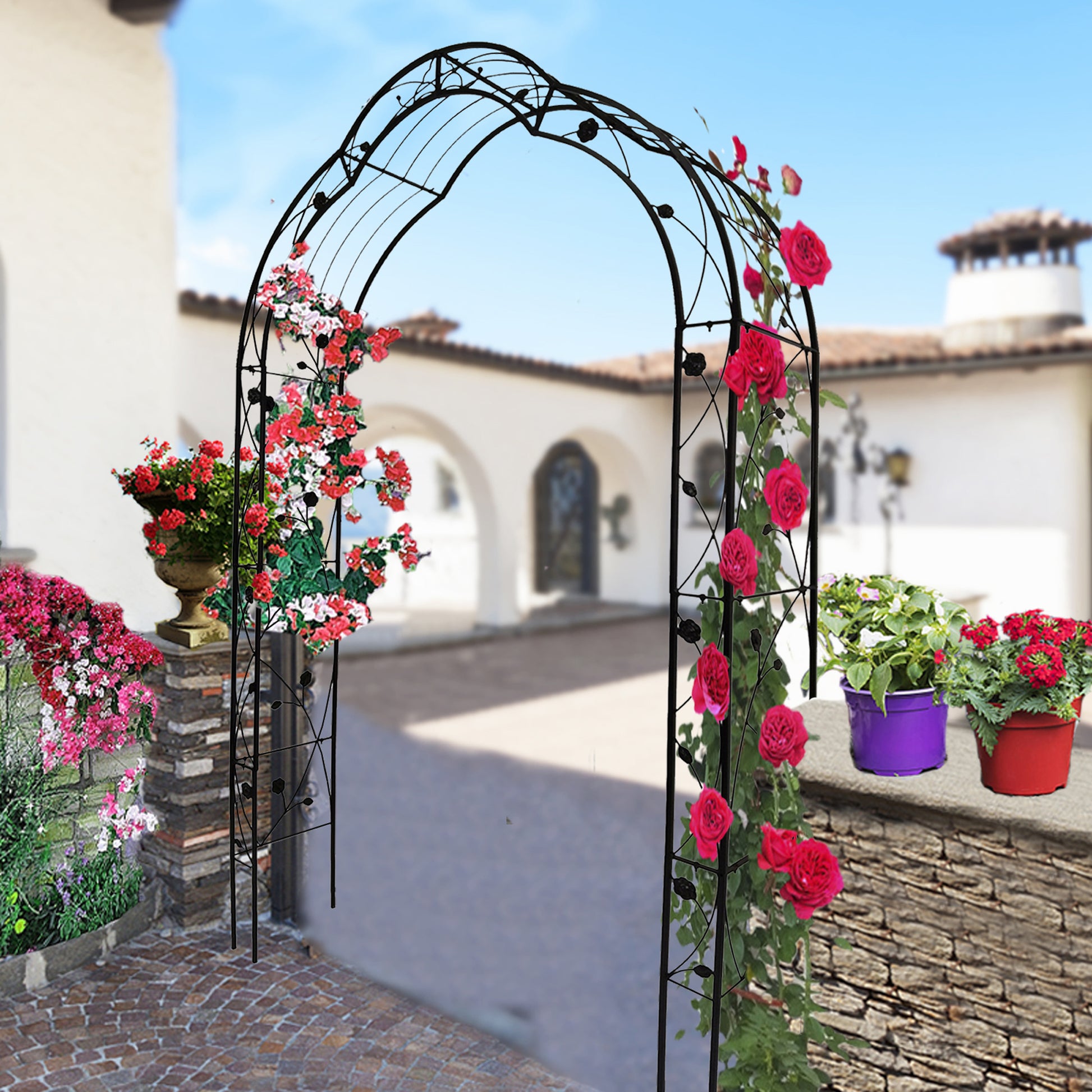 Metal Garden Arch Assemble Freely With 8 Styles Garden Arbor Trellis Climbing Plants Support Rose Arch Black Black Garden & Outdoor Iron