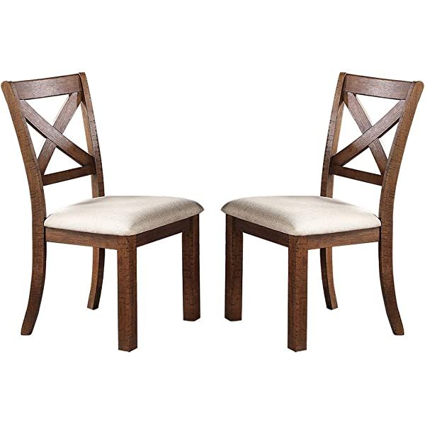 Set Of 2 Side Chairs Natural Brown Finish Solid Wood Contemporary Style Kitchen Dining Room Furniture Unique X Design Chairs Natural Brown Dining Room Contemporary,Transitional Dining Chairs Pine Cross Back Solid Wood