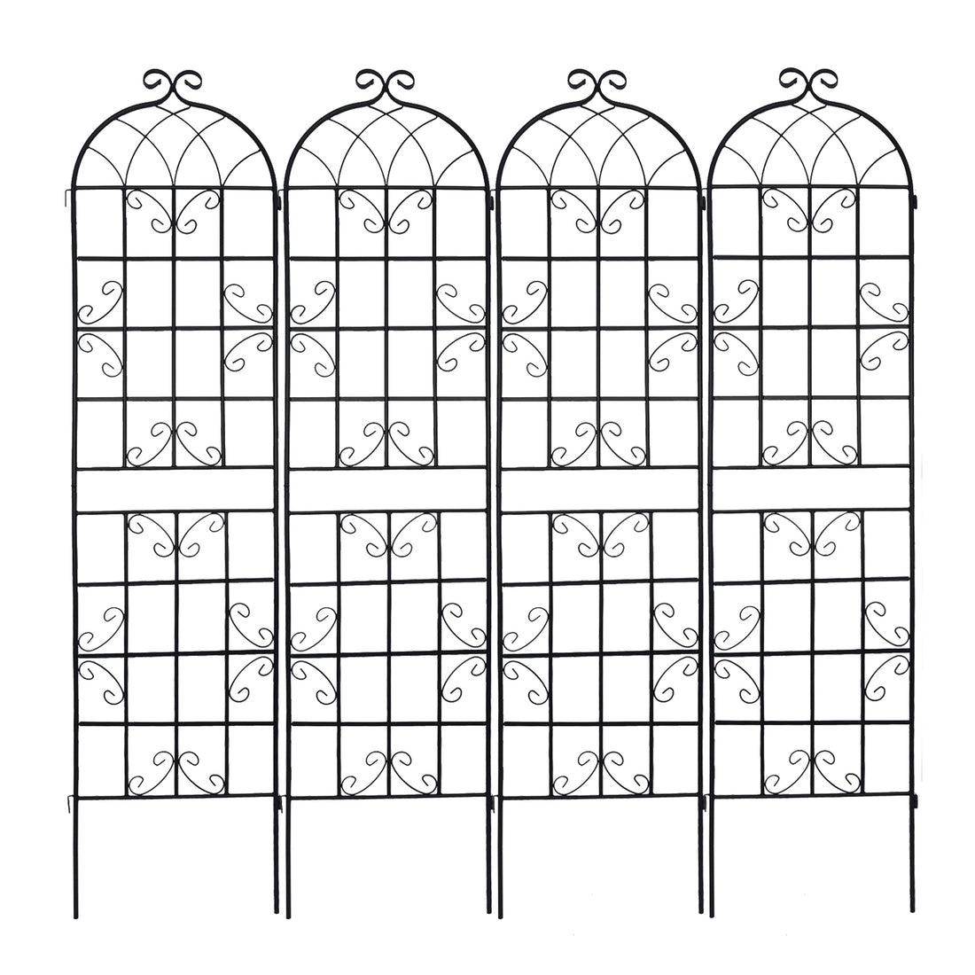 4 Pack Metal Garden Trellis 86.7" X 19.7" Rustproof Trellis For Climbing Plants Outdoor Flower Support Black Black Garden & Outdoor Iron