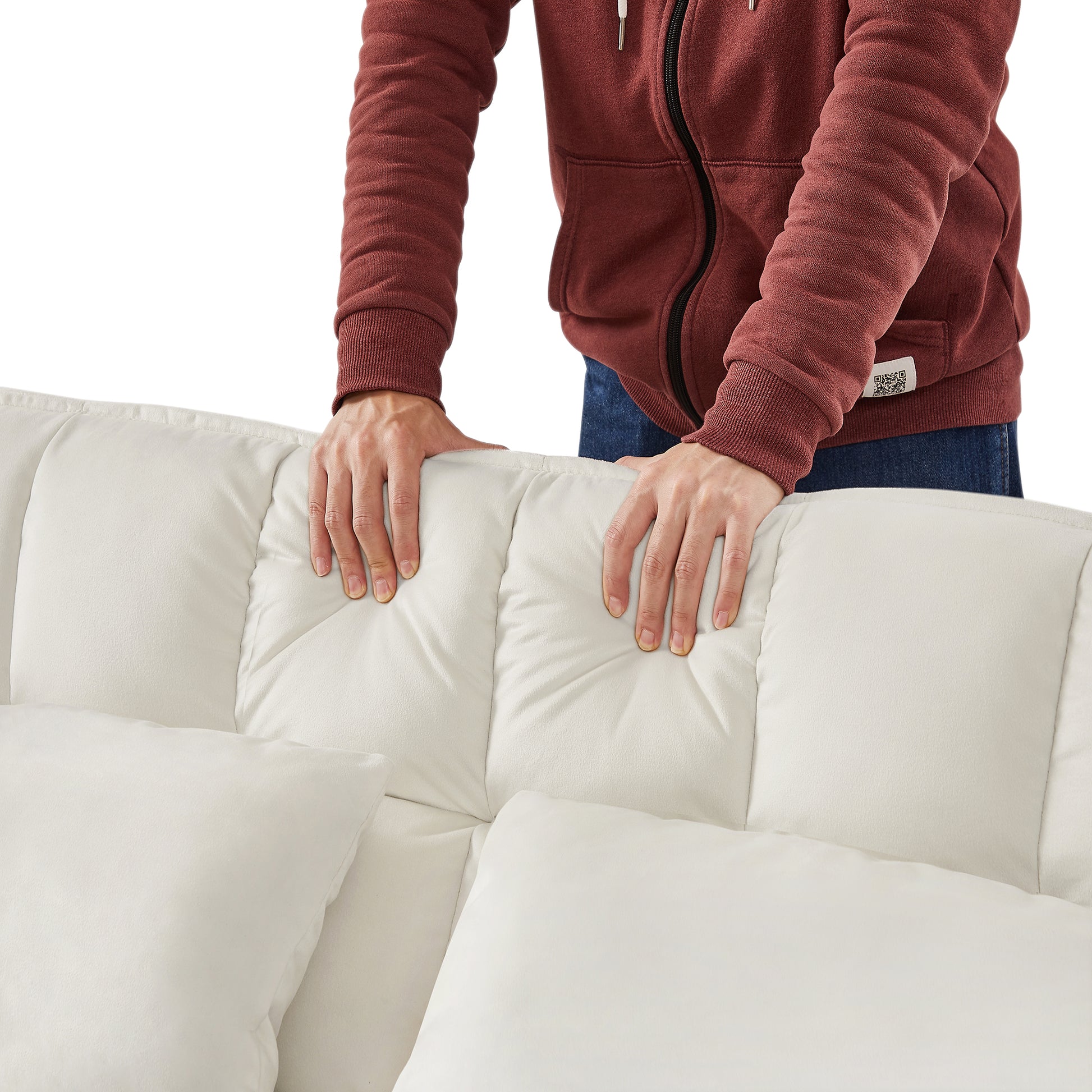 Off White Velvet Loveseat Sofa Bed Off White Wood Tufted Back Square Arms Foam Velvet 2 Seat