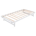 Full Size Platform Bed With Adjustable Trundle,White Old Sku:Sm000248Aak White Pine