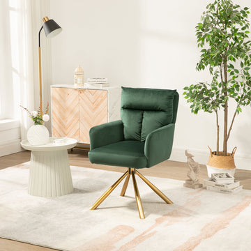 Green Velvet Contemporary High Back Upholstered Swivel Accent Chair Green Office Modern Foam Velvet