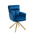 Dark Blue Velvet Contemporary High Back Upholstered Swivel Accent Chair Dark Blue Office Modern Foam Velvet