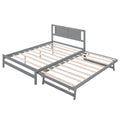 Full Size Platform Bed With Adjustable Trundle,Gray Old Sku:Sm000248Aae Gray Pine