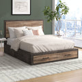 Contemporary Style Footboard Storage Queen Bed 1Pc Natural Wood Grain Look Drawers Two Tone Finish Stylish Bedroom Furniture Box Spring Not Required Queen Multicolor Wood Bedroom Contemporary Solid Wood