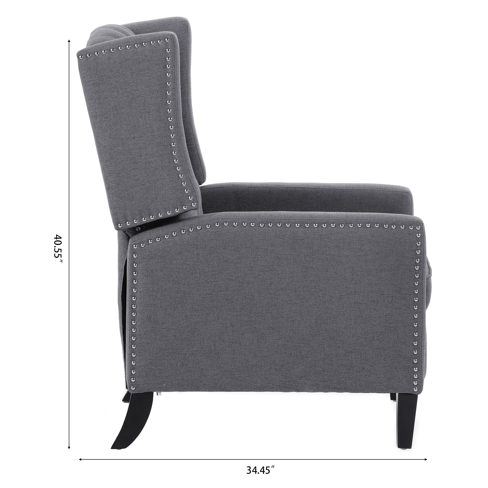 27.16" Wide Manual Wing Chair Recliner Grey Fabric