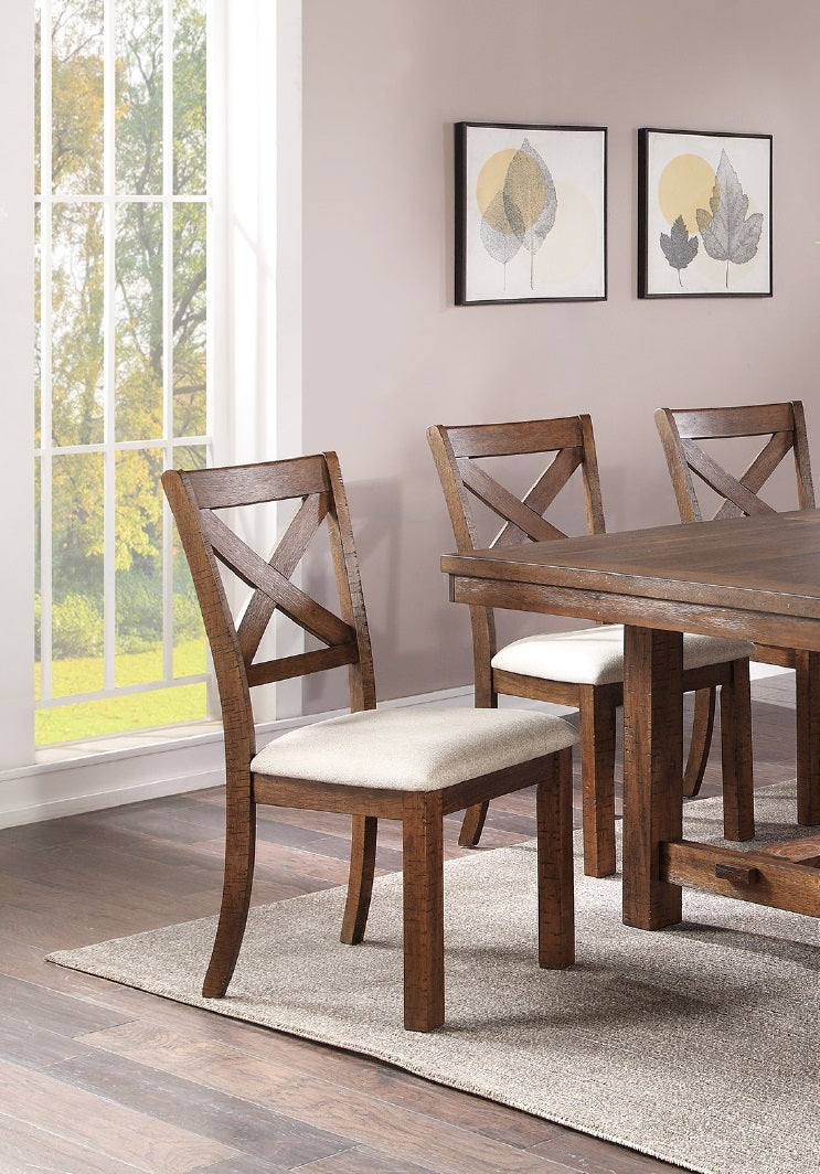 Set Of 2 Side Chairs Natural Brown Finish Solid Wood Contemporary Style Kitchen Dining Room Furniture Unique X Design Chairs Natural Brown Dining Room Contemporary,Transitional Dining Chairs Pine Cross Back Solid Wood