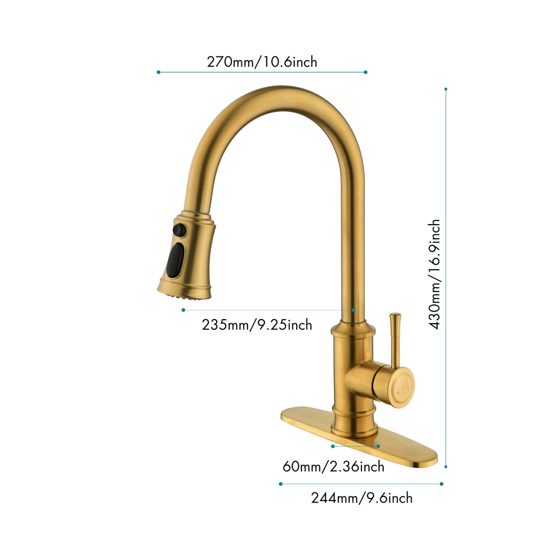 Single Handle High Arc Brushed Nickel Pull Out Kitchen Faucet,Single Level Stainless Steel Kitchen Sink Faucets With Pull Down Sprayer Gold Stainless Steel