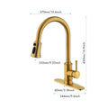 Single Handle High Arc Brushed Nickel Pull Out Kitchen Faucet,Single Level Stainless Steel Kitchen Sink Faucets With Pull Down Sprayer Gold Stainless Steel