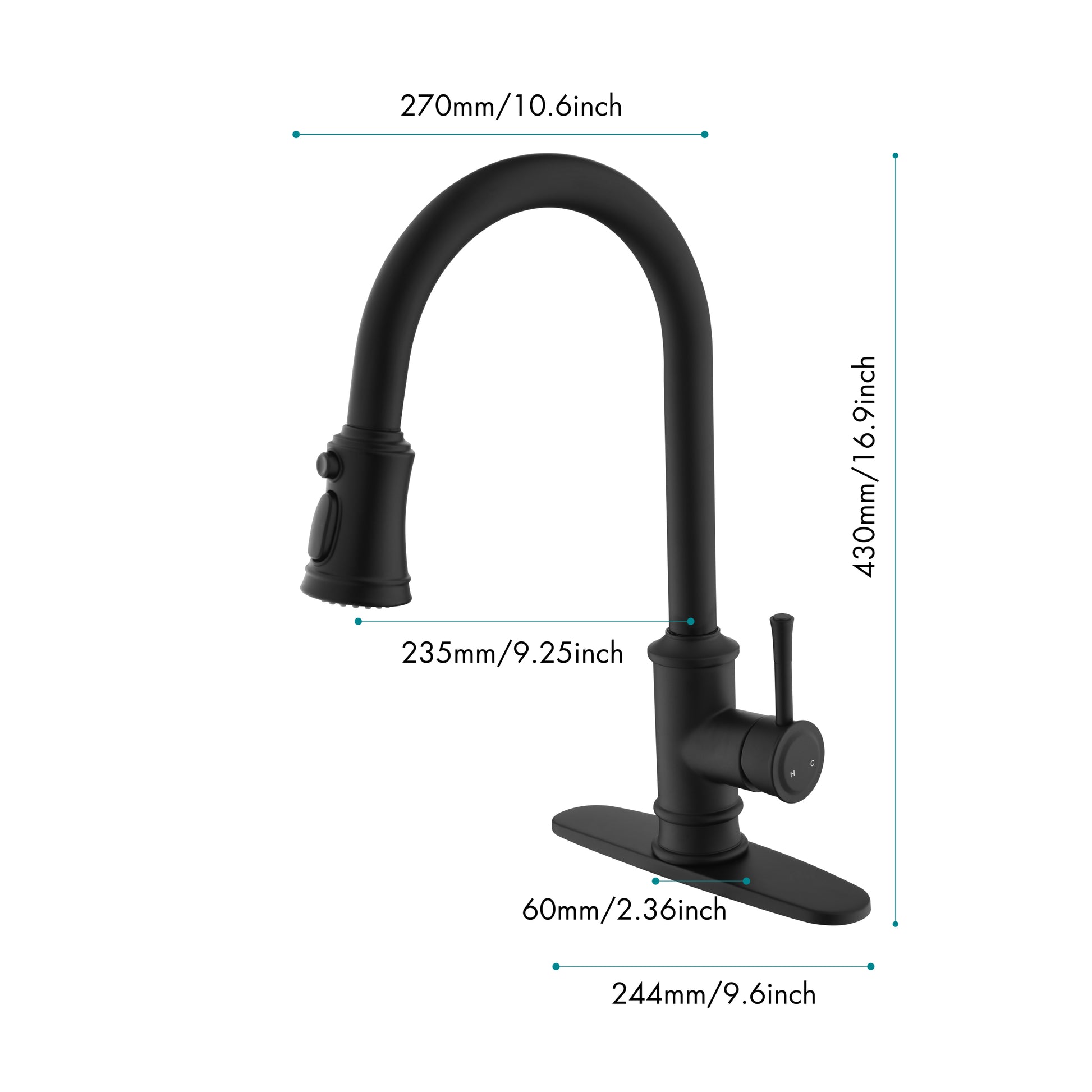 Single Handle High Arc Brushed Nickel Pull Out Kitchen Faucet,Single Level Stainless Steel Kitchen Sink Faucets With Pull Down Sprayer Matte Black Stainless Steel