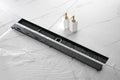 36 Inches Linear Shower Drain With Removable Cover, 304 Stainless Shower Drain Included Hair Strainer And Leveling Feet Matte Black Stainless Steel