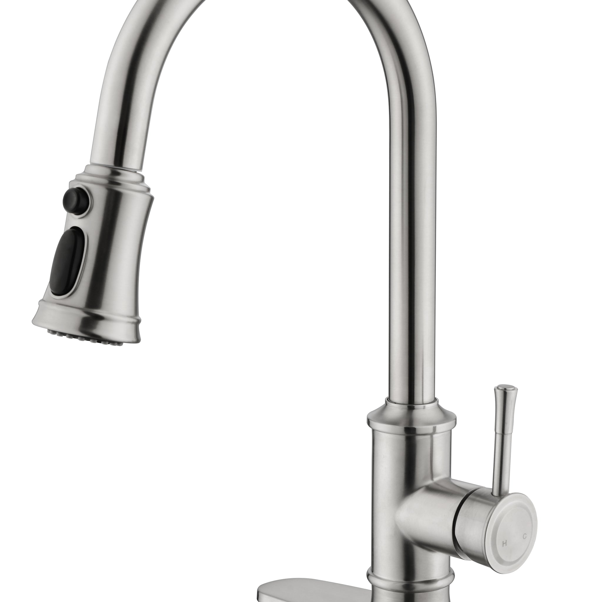 Single Handle High Arc Brushed Nickel Pull Out Kitchen Faucet,Single Level Stainless Steel Kitchen Sink Faucets With Pull Down Sprayer Brushed Nickel Stainless Steel