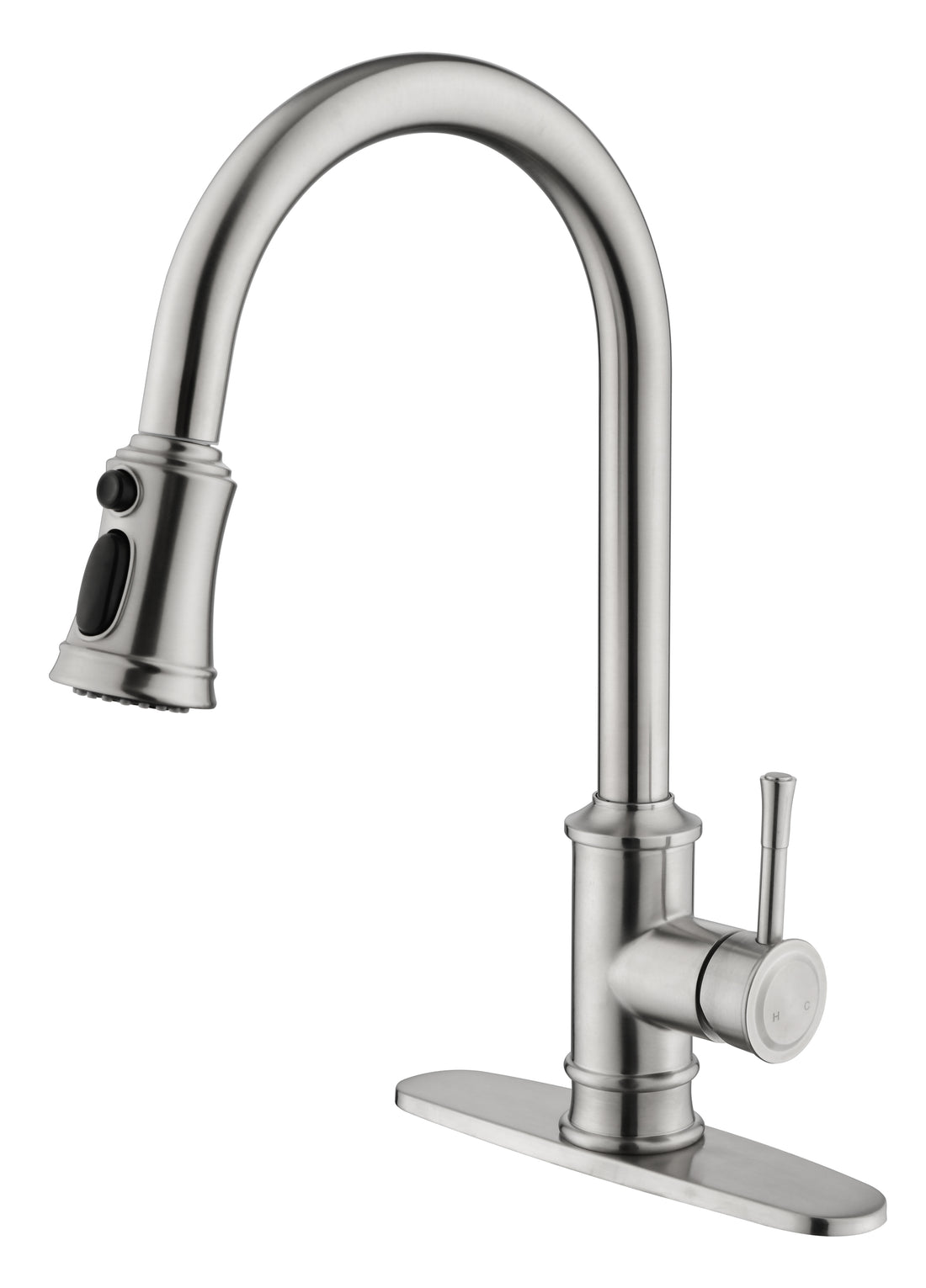 Single Handle High Arc Brushed Nickel Pull Out Kitchen Faucet,Single Level Stainless Steel Kitchen Sink Faucets With Pull Down Sprayer Brushed Nickel Stainless Steel