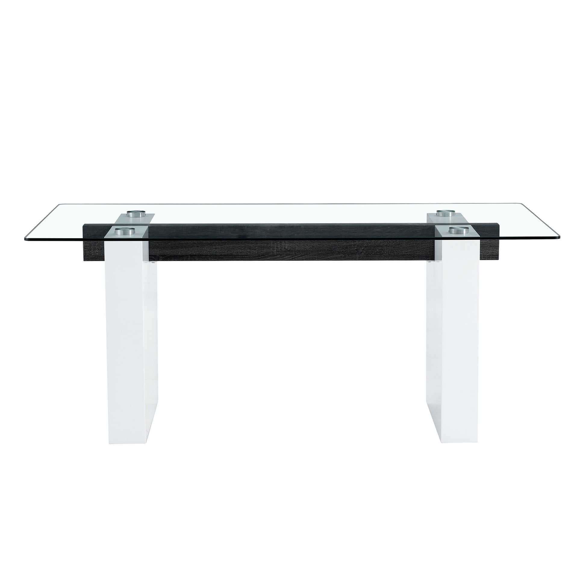 Large Modern Simple Rectangular Glass Table, Which Can Accommodate 6 8 People, Equipped With 0.4 Inch Tempered Glass Table Top And Large Mdf Table Legs, Used For Kitchen, Dining Room, Living