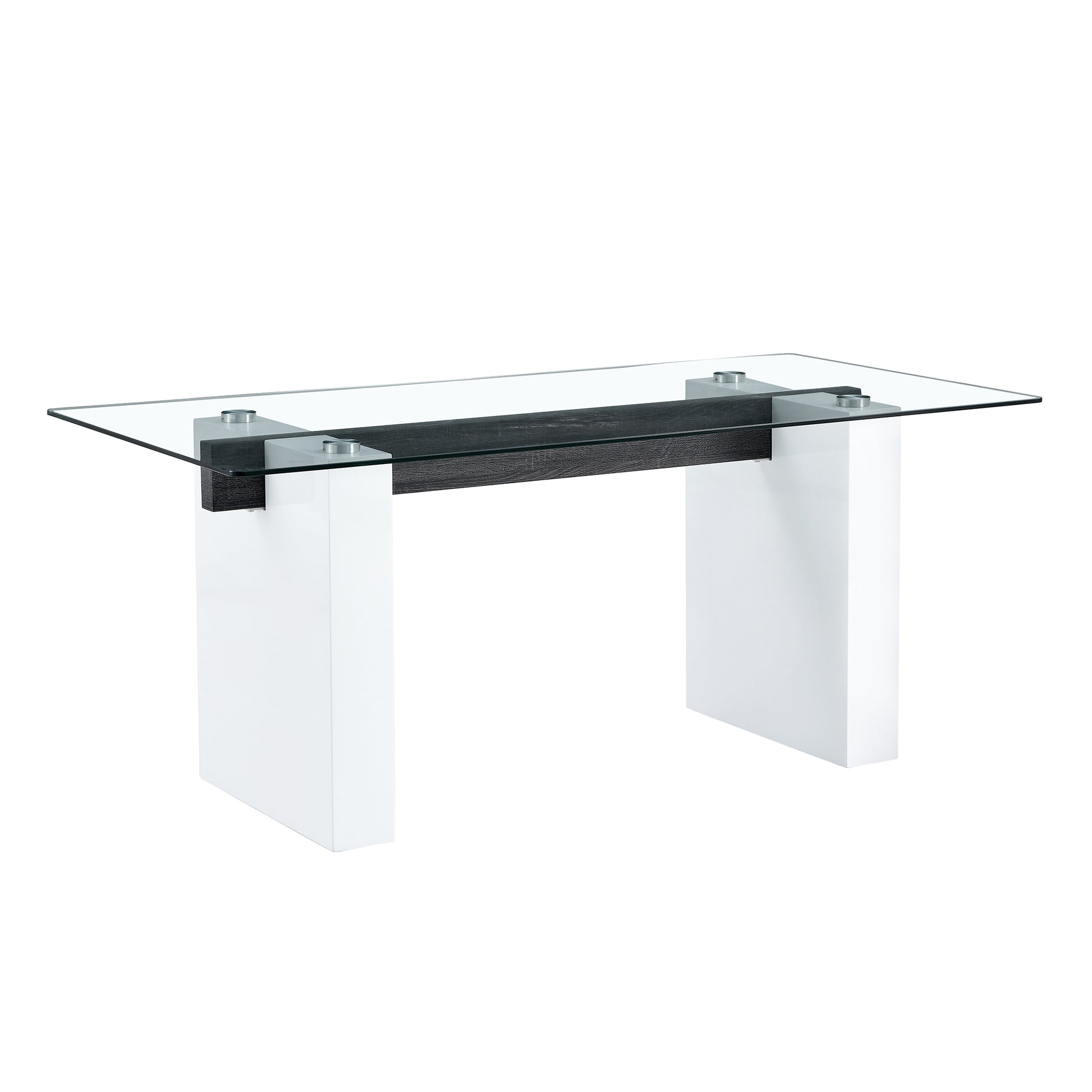 Large Modern Simple Rectangular Glass Table, Which Can Accommodate 6 8 People, Equipped With 0.4 Inch Tempered Glass Table Top And Large Mdf Table Legs, Used For Kitchen, Dining Room, Living