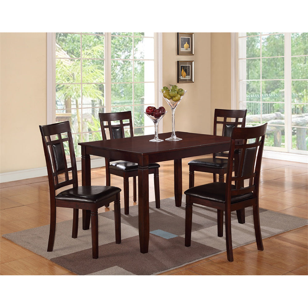 5 Piece Dark Brown Dining Room Set Dark Brown Seats 4 Dining Room Fixed Table 4 Leg Rectangular Dining Table With Chair Rubber Wood