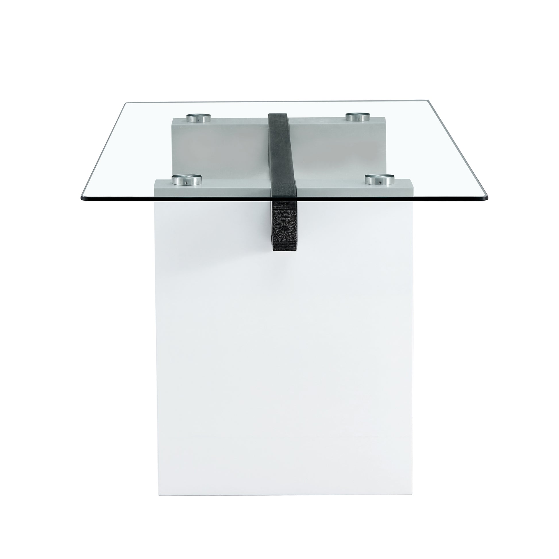 Large Modern Simple Rectangular Glass Table, Which Can Accommodate 6 8 People, Equipped With 0.4 Inch Tempered Glass Table Top And Large Mdf Table Legs, Used For Kitchen, Dining Room, Living