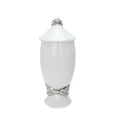 White Ceramic Decorative Jar With Silver Accent And Lid White Ceramic