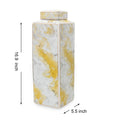 Square Glass Ginger Jar With Gold And Gray Marble Design Gray Ceramic