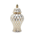 White And Gold Ceramic Decorative Ginger Jar Vase White Ceramic