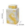 Square Glass Ginger Jar With Gold And Gray Marble Design Gray Ceramic