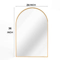 Gold 24*36In Metal Arch Mirror Gold Classic,Mission Mdf Glass Aluminium