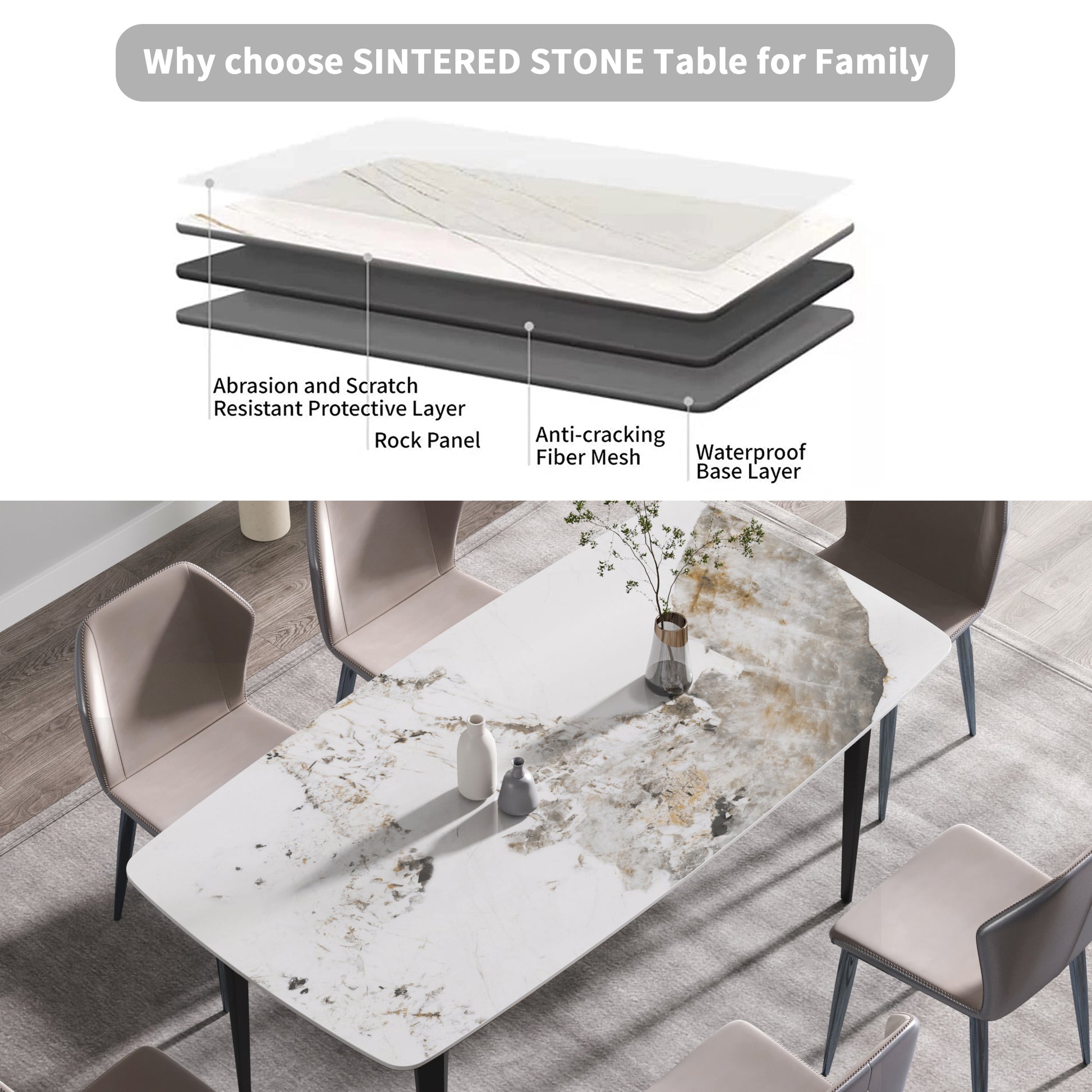 70.87"Modern Artificial Stone Pandora White Curved Black Metal Leg Dining Table Can Accommodate 6 8 People Antique White Metal Sintered Stone