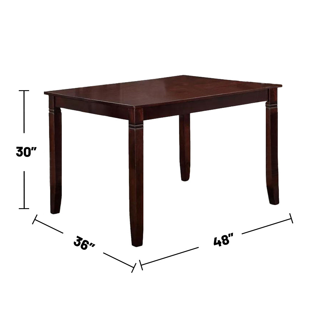 5 Piece Dark Brown Dining Room Set Dark Brown Seats 4 Dining Room Fixed Table 4 Leg Rectangular Dining Table With Chair Rubber Wood