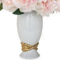 White Ceramic Decorative Jar With Gold Accent And Lid White Ceramic