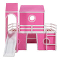 Full Size Loft Bed With Slide Pink Tent And Tower Pink Full Pink Solid Wood