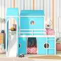 Full Size Loft Bed With Slide Blue Tent And Tower Blue Full Blue Solid Wood