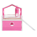 Full Size Loft Bed With Slide Pink Tent And Tower Pink Full Pink Solid Wood