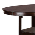 Dining Table Round Counter Height Dining Table W Shelve 1Pc Table Only Solid Wood Dark Rosy Brown Finish Brown Mix Light Brown Dining Room Contemporary,Modern Oak Solid Wood