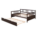 Full Size Daybed Wood Bed With Twin Size Trundle,Espresso Espresso Solid Wood