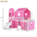 Twin Size Loft Bed With Slide Pink Tent And Tower Pink Twin Pink Solid Wood