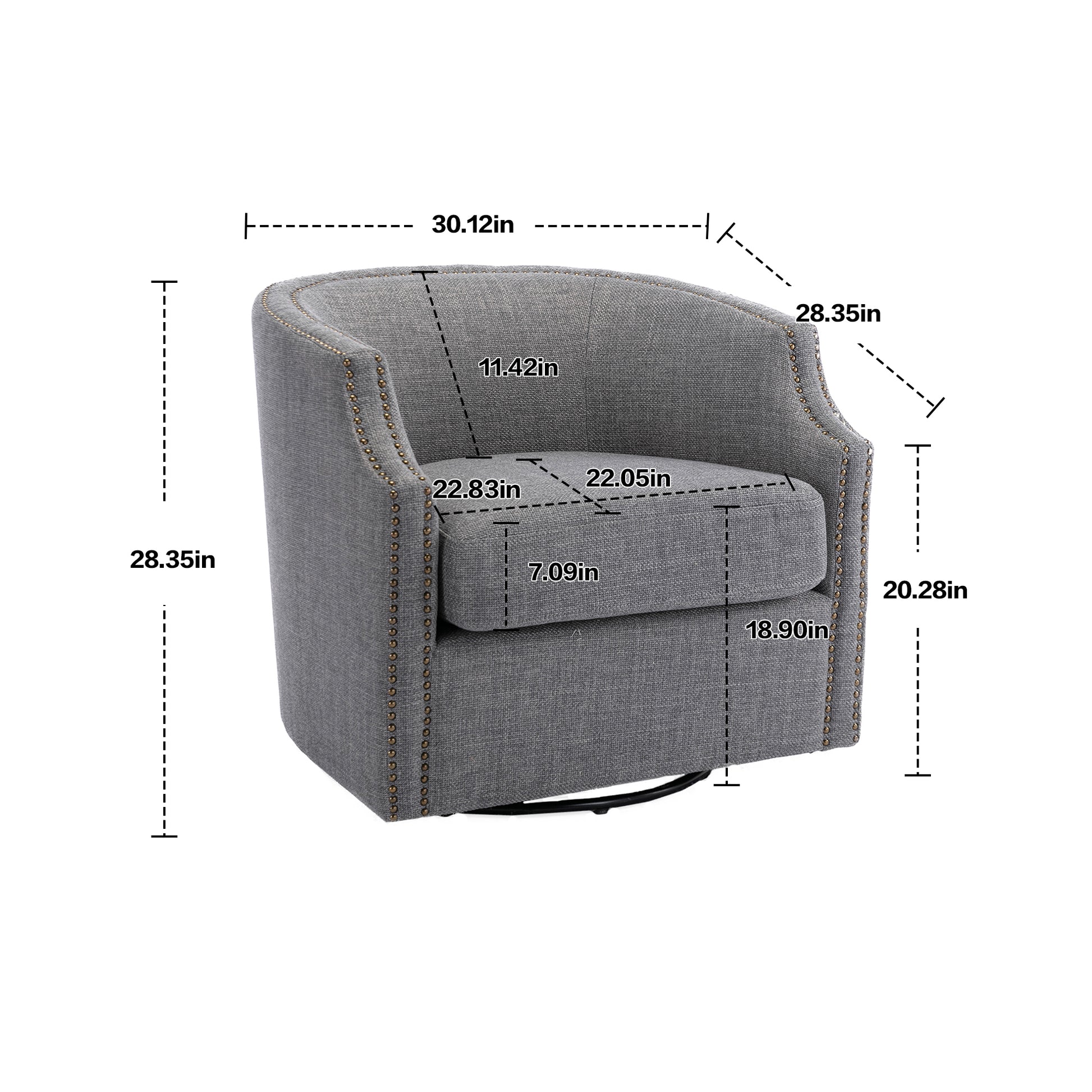 Coolmore Swivel Chair Living Room Chair Dark Gray Metal